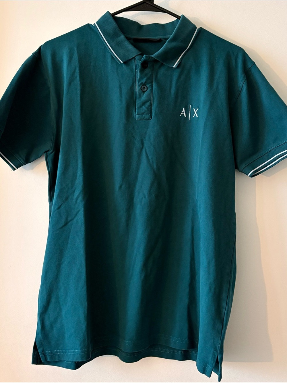 Armani Exchange A|X Men’s Teal Logo Cotton Polo Shirt Size L